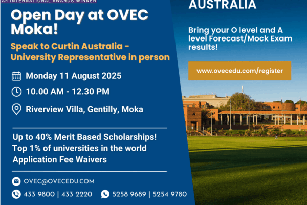 OVEC Open Day: 11 August 2025 – Meet Curtin University Australia Representative – SCHOLARSHIPS up to 40%!