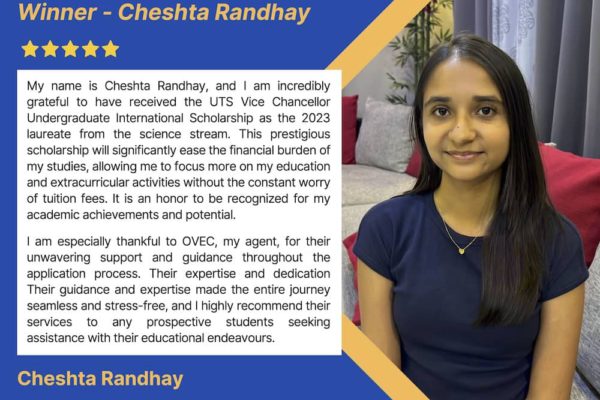 OVEC Student Cheshta Randhay wins 100% Vice-Chancellor’s 2024 scholarship – UTS