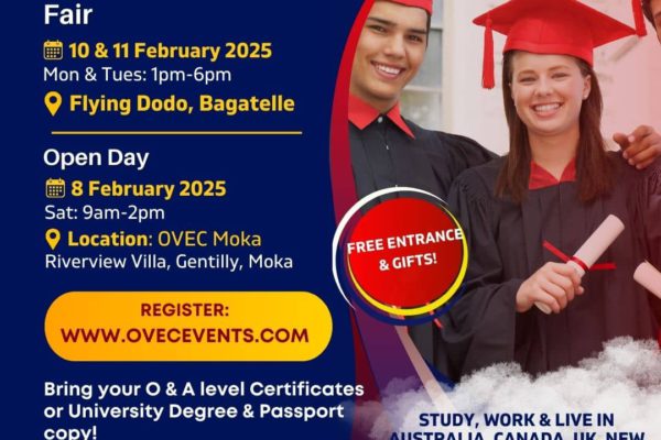 OVEC Multiple Events – International Education Fair 10 & 11 at Flying Dodo and Open Day!