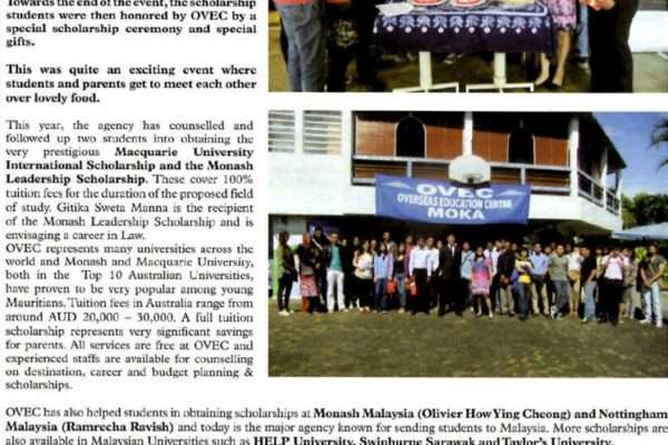 OVEC students awarded FULL SCHOLARSHIPS at prestigious universities – Weekly Magazine – 1 Aug 2013