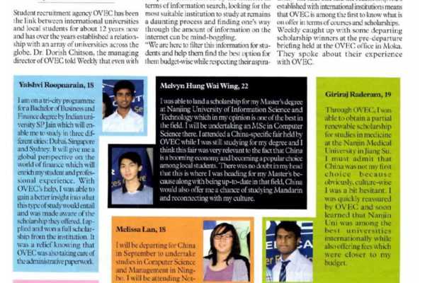 OVEC honours scholarship winners at pre-departure meet – Weekly Magazine – 25 July 2013