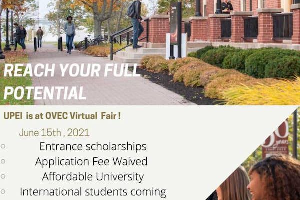 UPEI is at the June 2021 OVEC Virtual Fair – application fee waived and scholarships